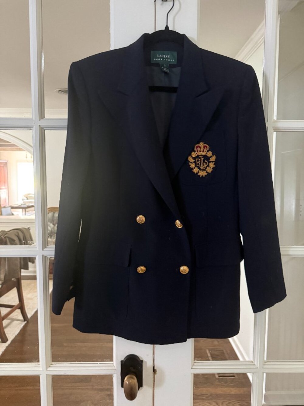 Double Breasted Lauren Ralph Lauren Navy Blazer with breast logo